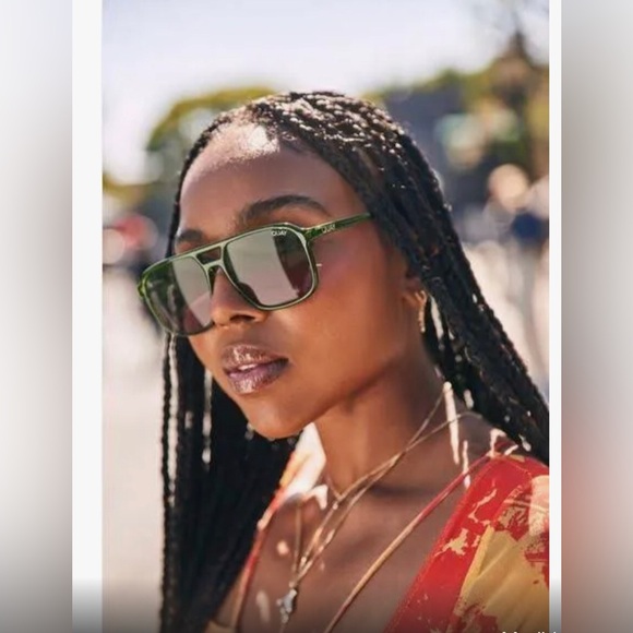 Quay On The Fly aviator Green frame Brown Gradient Lens unisex sunglasses new - Picture 4 of 5